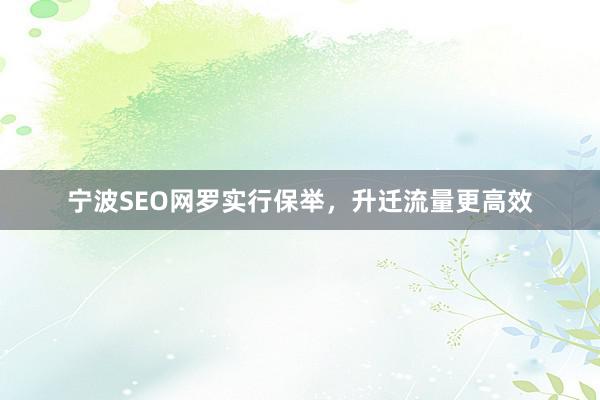 宁波SEO网罗实行保举，升迁流量更高效